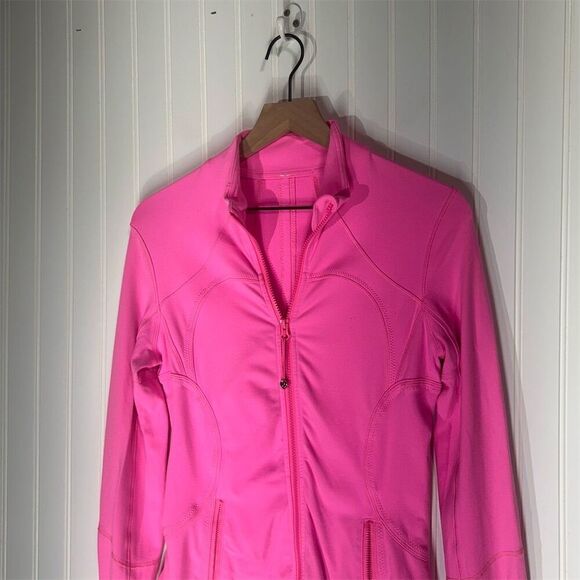 Lululemon Define Jacket 6 Raspberry Glo Pink Full Zip Slim Fit Luon Thumbholes - Picture 2 of 6